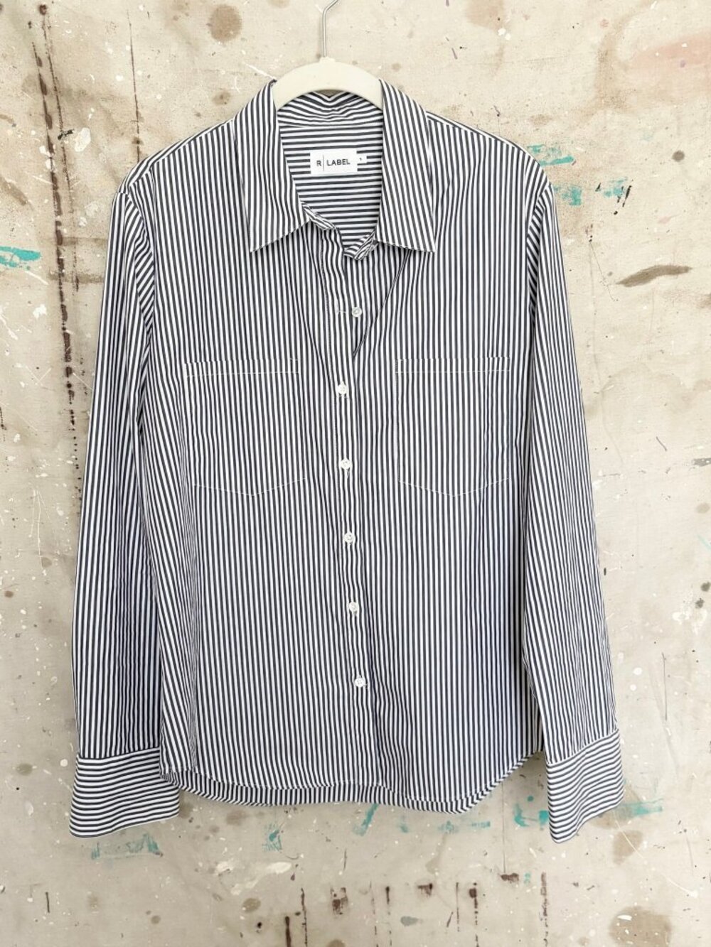 The Reset R Label Striped Button Down Cotton Top